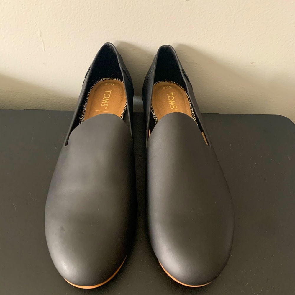 TOMS: Black Vegan Leather Darcy Flat